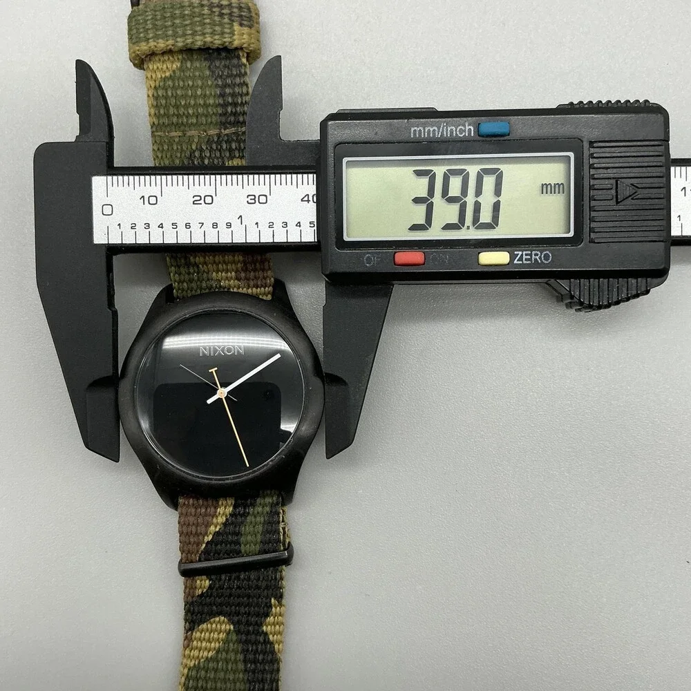 Nixon The Mod Mens Watch 39mm Black Dial Camo Nylon Strap 100M New Battery